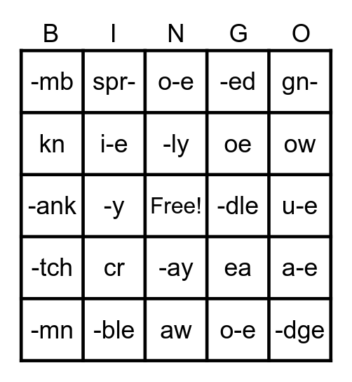 OG Bingo Card
