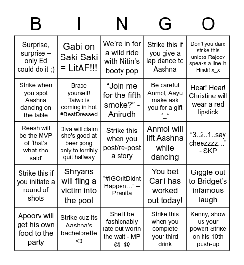 Before the veil Bingo Card