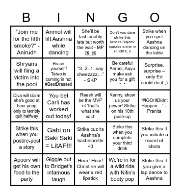 Before the veil Bingo Card