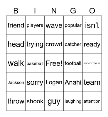 Lesson 4 Bingo Card
