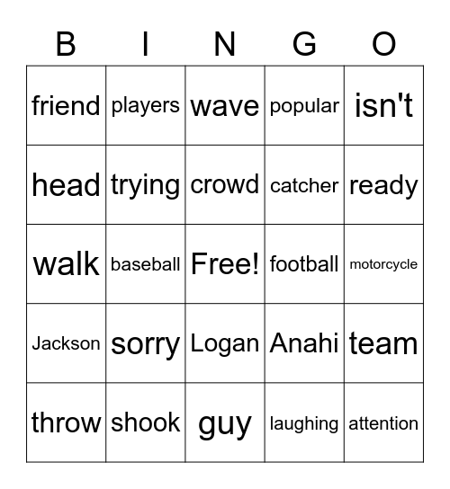 Lesson 4 Bingo Card