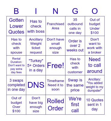 OBJECTION BINGO Card