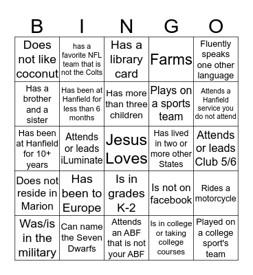 Find Someone Who... Bingo Card