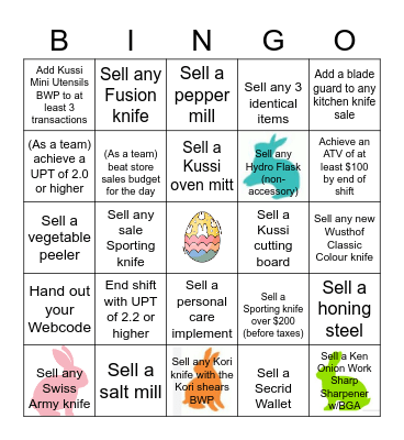 House Of Knives - Easter Bingo 2023 Bingo Card