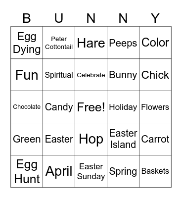 Easter Bingo! Bingo Card