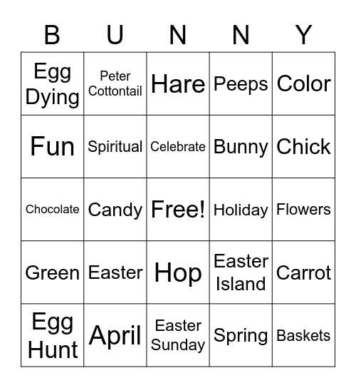 Easter Bingo! Bingo Card