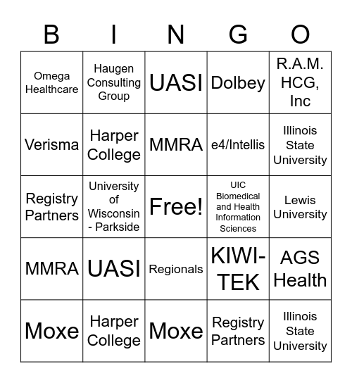 2023 ILHIMA Annual Conference Exhibitor Bingo Card