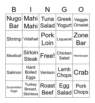 High Protein Foods Bingo Card