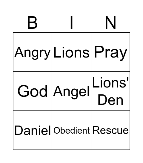 Daniel and the Lions' Den Bingo Card