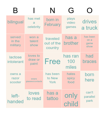 Meet Me Bingo Card