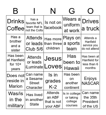 Find Someone Who... Bingo Card