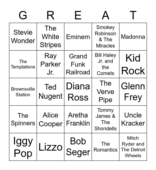 Michigan Bands Bingo Card