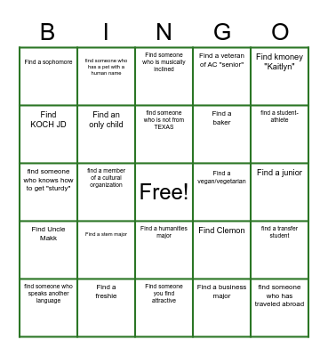 Who Knows Who? Bingo Card