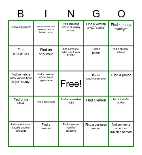 Who Knows Who? Bingo Card