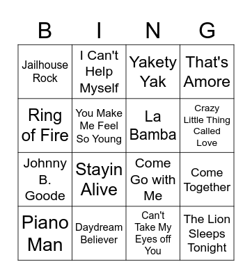 Music Bingo Card