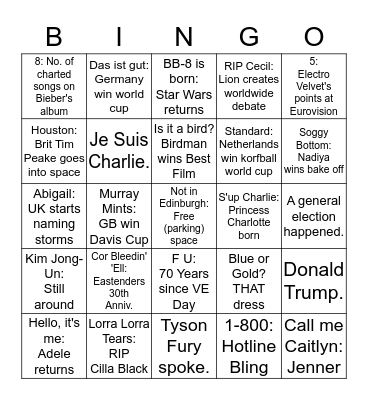 2015 Bingo Card