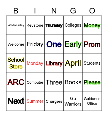 April Announcements #2 Bingo Card