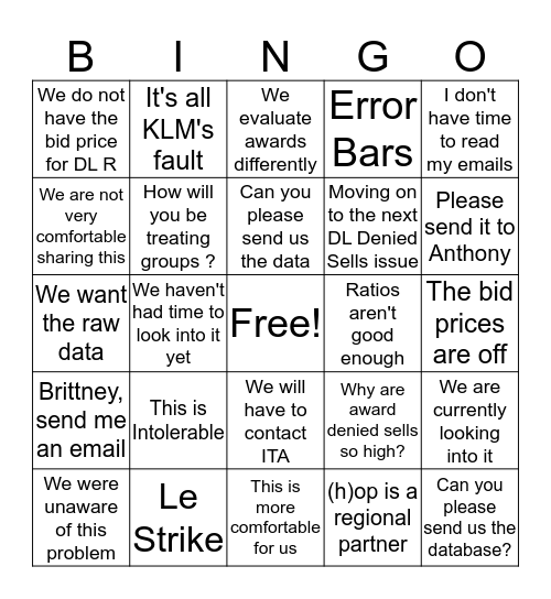 AF Bingo Card