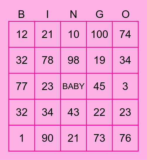 BABY BINGO Card