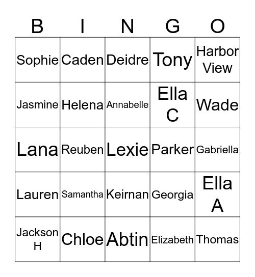 Ms Ericastilla's Class Bingo Card