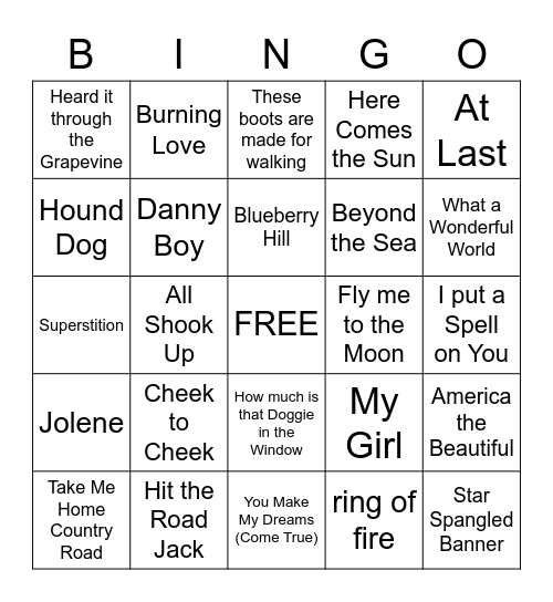 Music Bingo Card