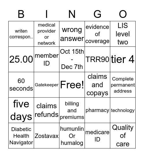 bingo Card