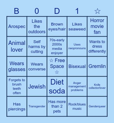 Bodi Bingo !! Bingo Card