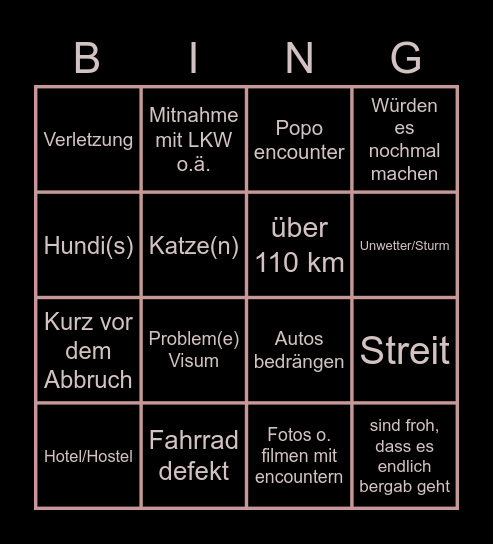 Fahrrad(welt)reise Bingo Card