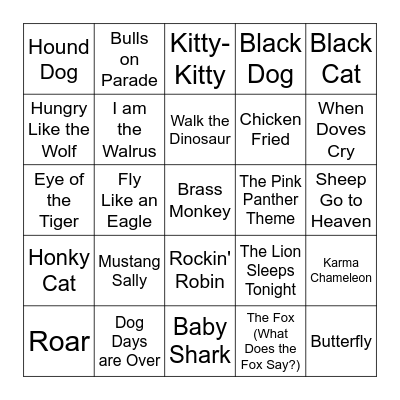 Animals Bingo Card