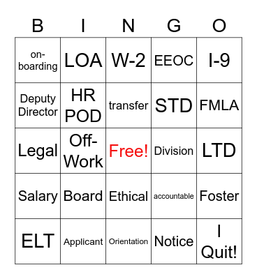 HR BINGO Card