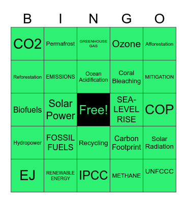 Climate Bingo! Bingo Card