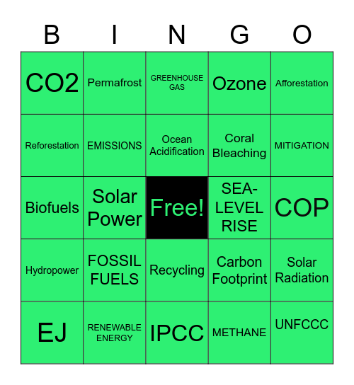 Climate Bingo! Bingo Card