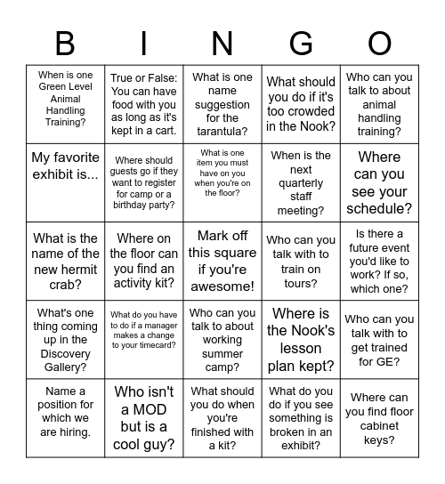 April 6, 2023 Staff Meeting Bingo Card