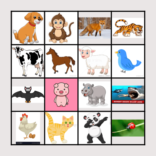 ANIMAL SOUNDS Bingo Card