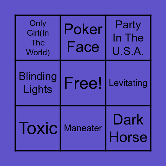 Musical Bingo Card