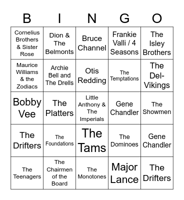 Beach/Oldies GROUP Bingo Card