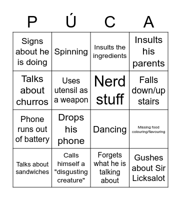 Parker Cooking/Baking Bingo Card