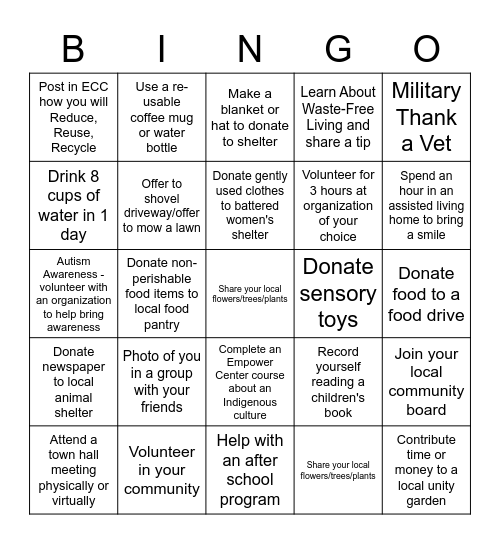 Community Scavenger Hunt Bingo Card