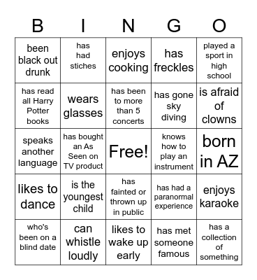 Find someone who... Bingo Card