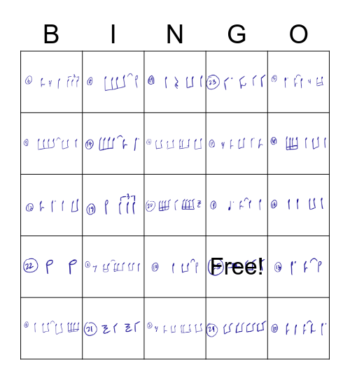 Rhythm Rhythm Rhythm Bingo Card