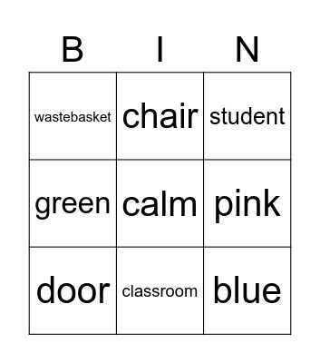 IN THE CLASSROOM Bingo Card