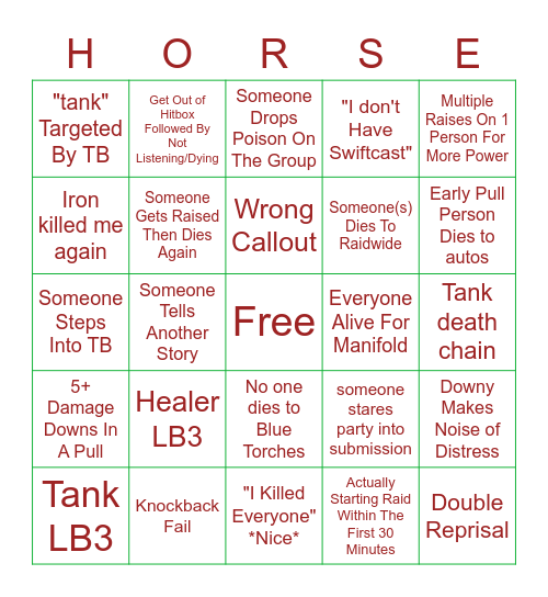 Crystal Raiders Bingo Card