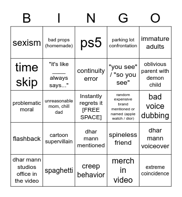 Dhar Mann Bingo v4 Bingo Card