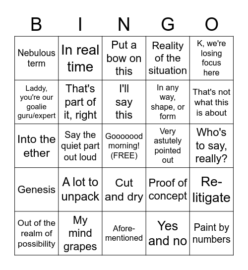 Mike Halford common phrases BINGO Card