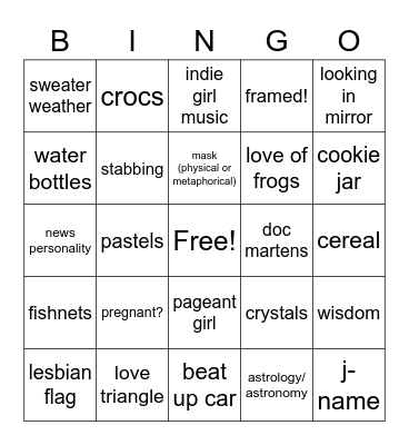 Laura Dean Keeps Breaking Up with Me Bingo Card