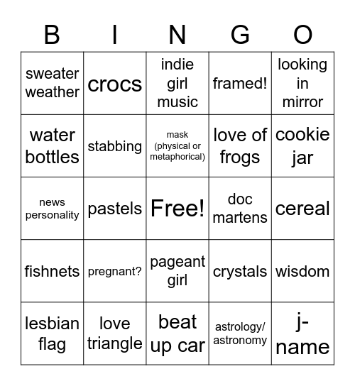 Laura Dean Keeps Breaking Up with Me Bingo Card