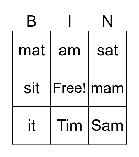 Set 1 Flashcards Bingo Card