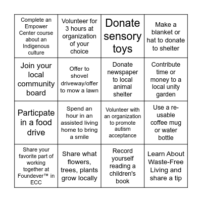 Community Scavenger Hunt Card 2 Bingo Card