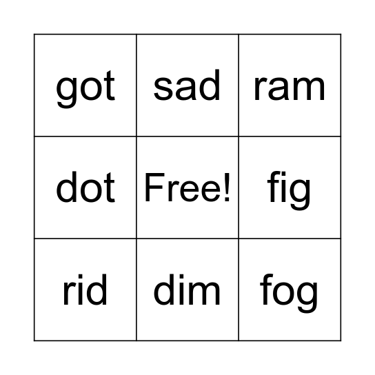 Set 2 Flashcards Bingo Card