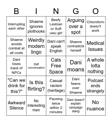 Shaene Bingo Card